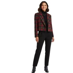 Bretton Place Vintage 100% Worsted Wool Plaid Double Breasted Blazer Size 14